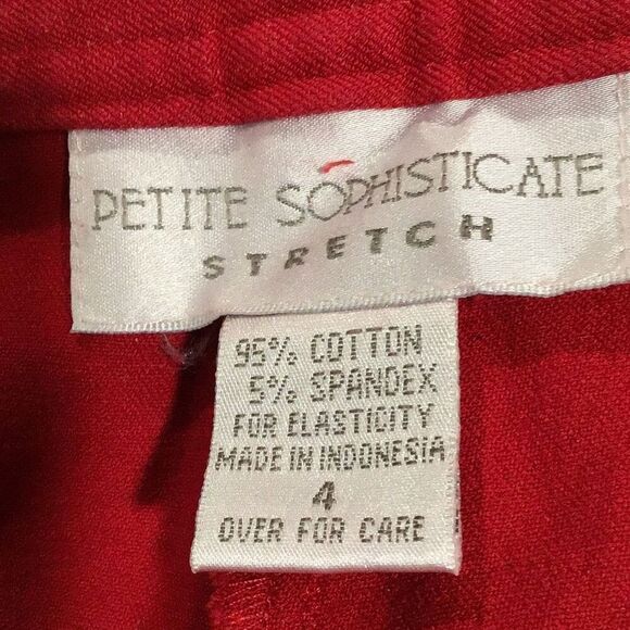 Jeans, Petite Sophisticate Womens Jeans Pants, size 4P, Red, Stretch, Tapered - Picture 6 of 7